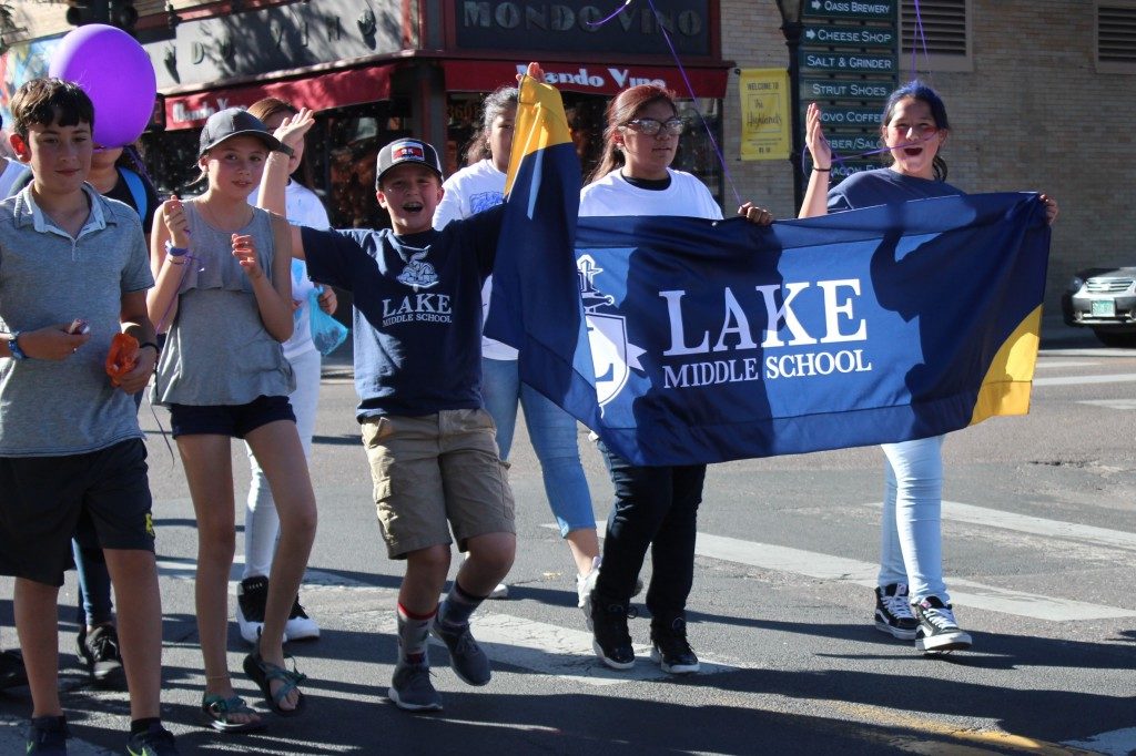 Lake students marching in the street